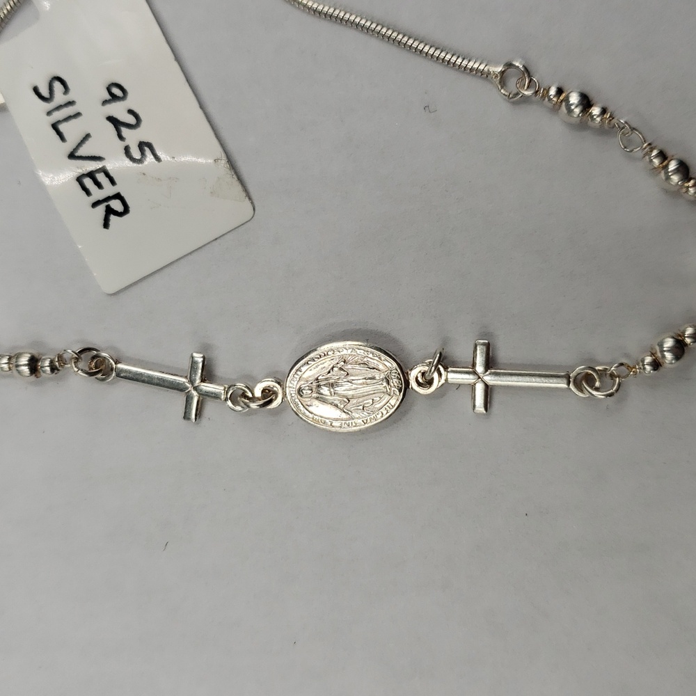 Davvero Italian Sterling Miraculous Medal Bolo Bracelet - Picture 2 of 5